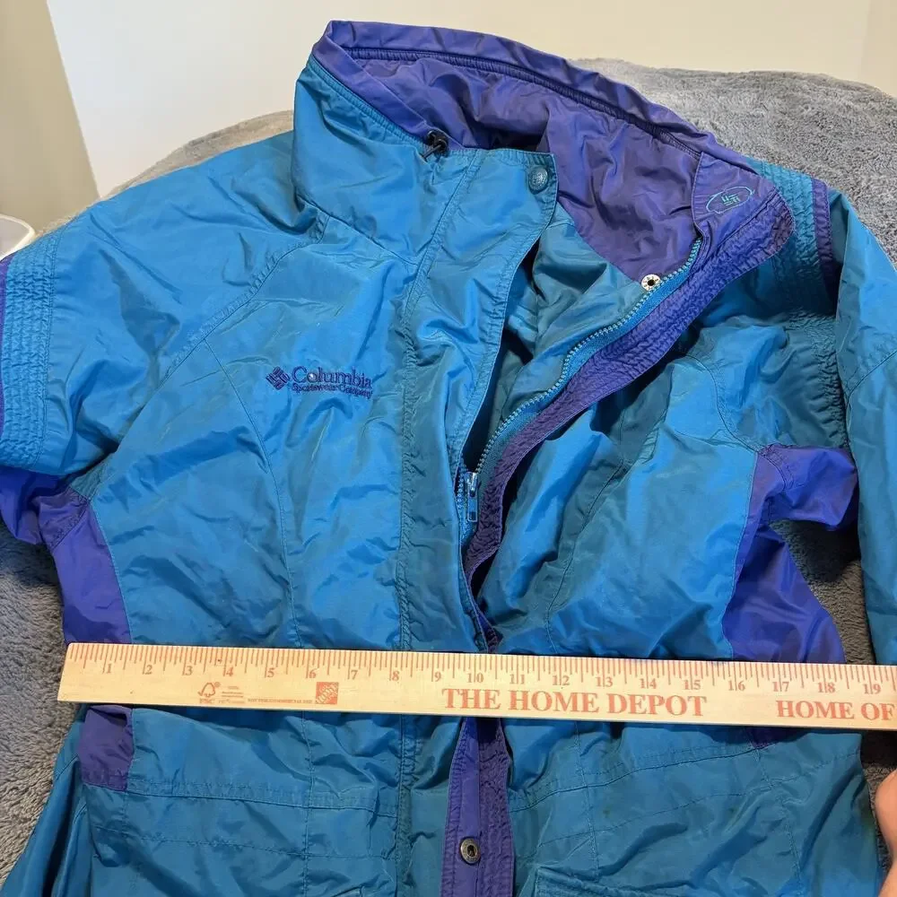 Columbia Women's Gizzmo Parka Jacket Vintage 90s Teal Purple Colorblock M